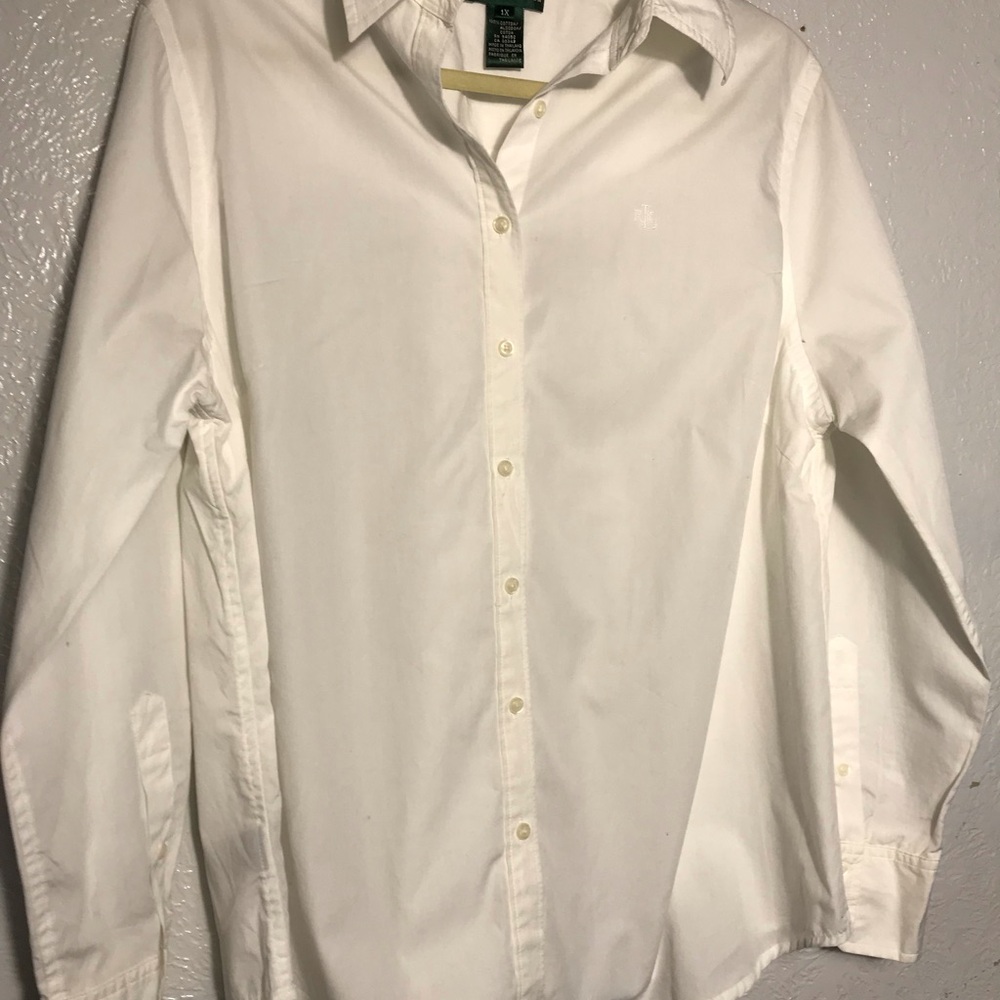 Ralph Lauren White Basic Button Down Blouse 1x - image 2